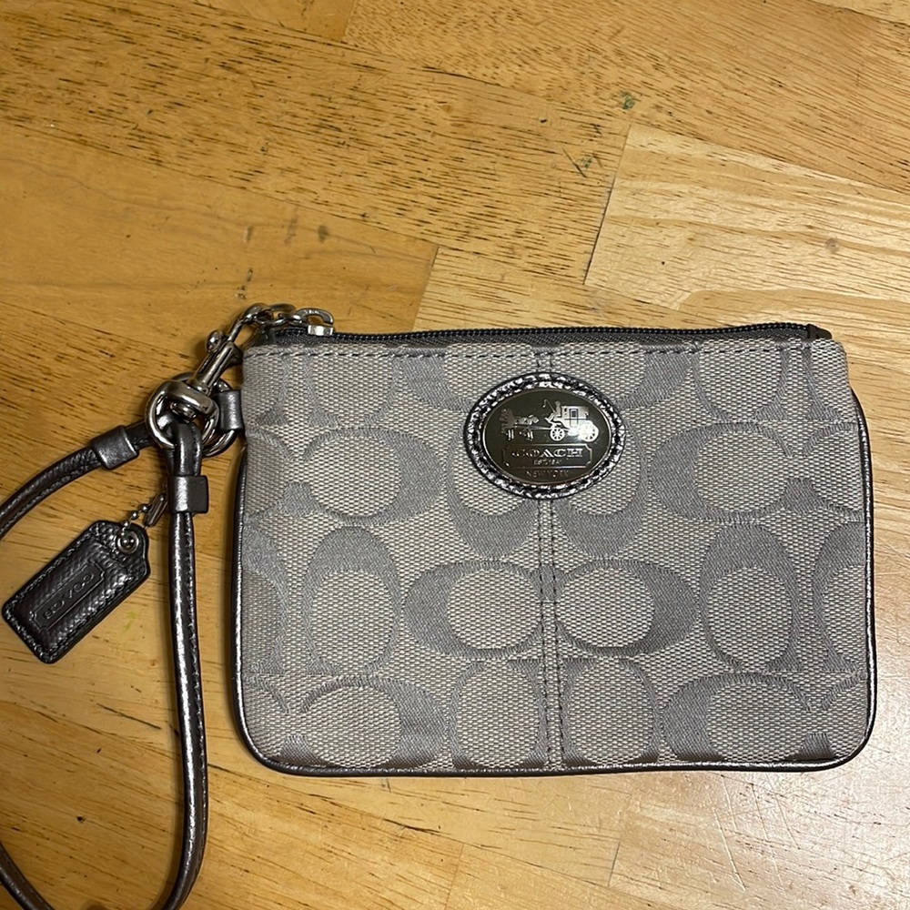Silver Coach wristlet (NWOT)